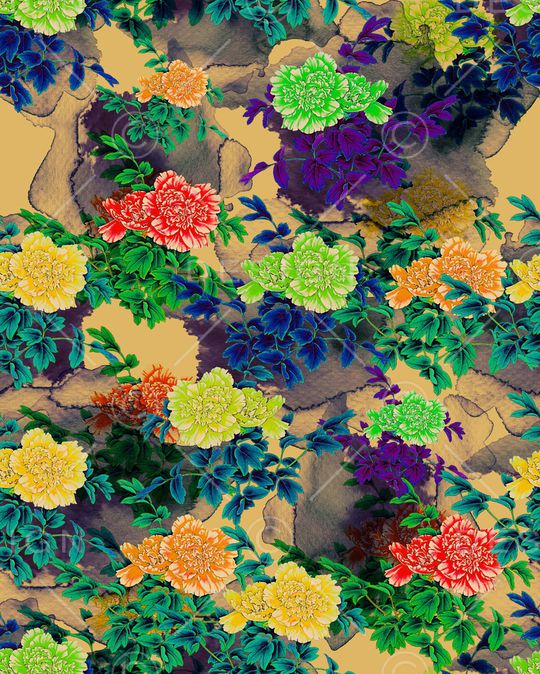 牡丹印花华亿平台图片