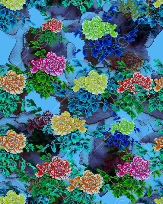 牡丹印花华亿平台图片