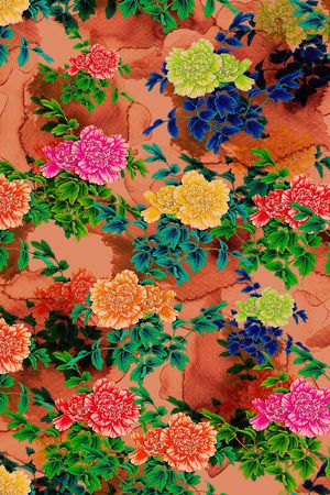 牡丹印花华亿平台图片