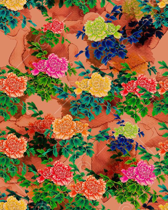 牡丹印花华亿平台图片