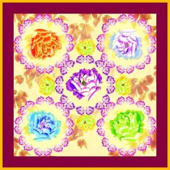 民族花卉印花华亿平台图片