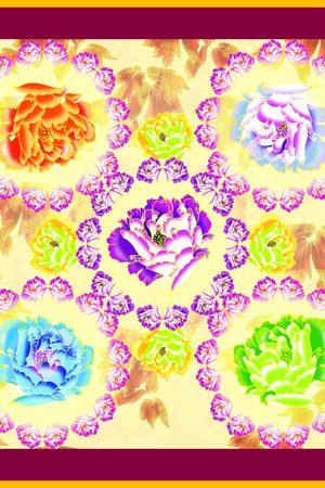 民族花卉印花华亿平台图片