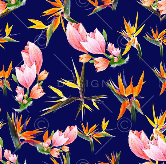 手绘花卉印花华亿平台图片