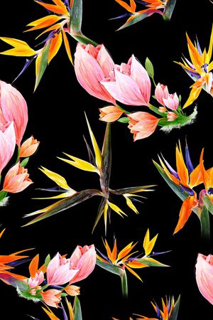 手绘花卉印花华亿平台图片