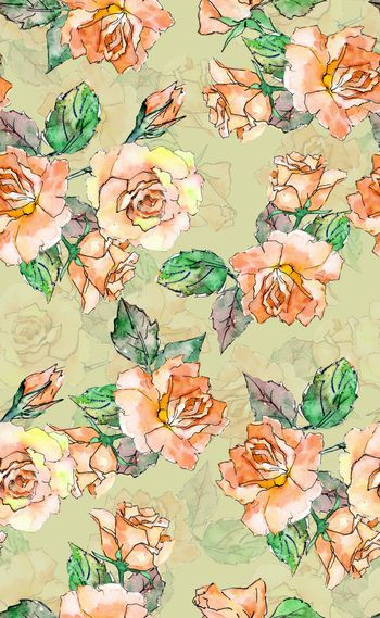 945376-水彩月季花卉女装-黄色