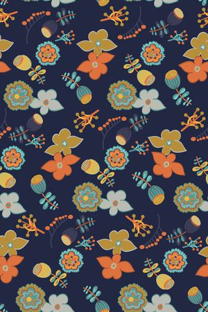 黑底花卉印花华亿平台图片