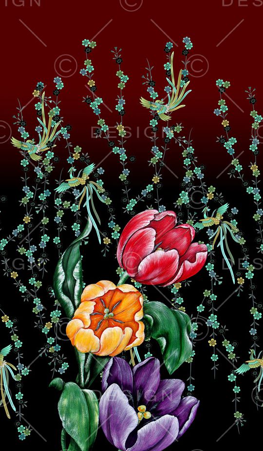 民族花卉印花华亿平台图片