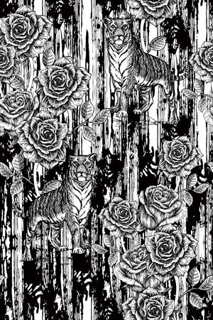 黑底花卉印花华亿平台图片