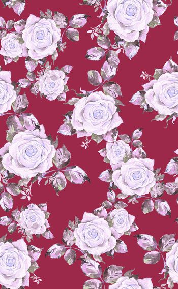 946213-手绘浅色玫瑰花卉--深红