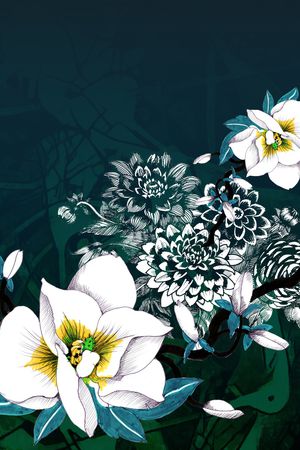 线条花卉印花华亿平台图片