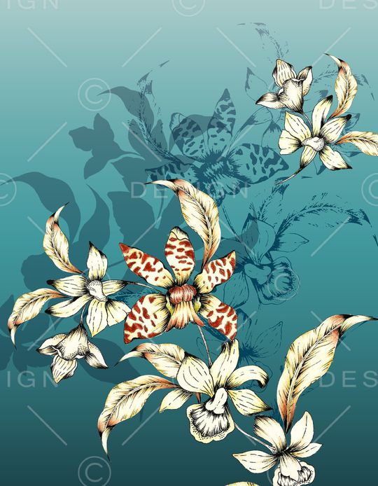 线条花卉印花华亿平台图片