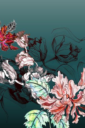 线条花卉印花华亿平台图片