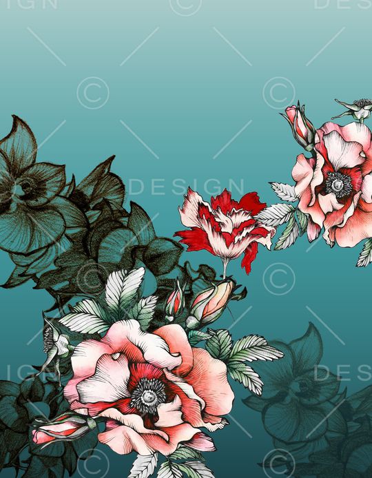 线条花卉印花华亿平台图片