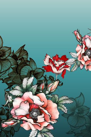 线条花卉印花华亿平台图片