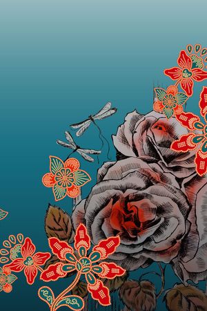 线条花卉印花华亿平台图片