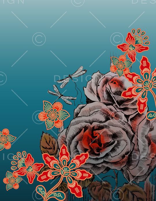 线条花卉印花华亿平台图片