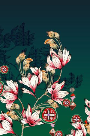 线条花卉印花华亿平台图片