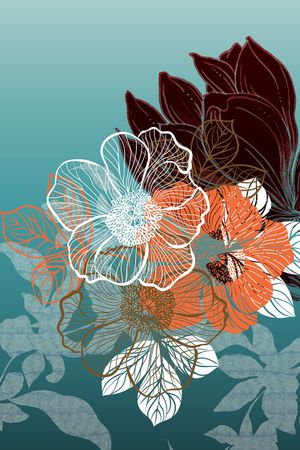 线条花卉印花华亿平台图片