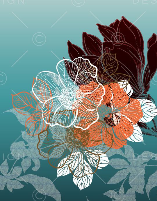 线条花卉印花华亿平台图片