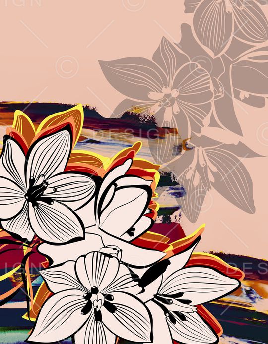 线条花卉印花华亿平台图片