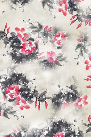 水彩花卉印花华亿平台图片