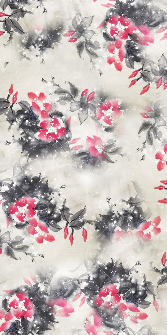 水彩花卉印花华亿平台图片