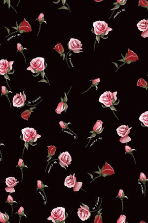 手绘玫瑰印花华亿平台图片