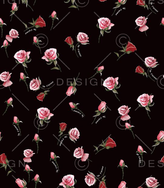 手绘玫瑰印花华亿平台图片