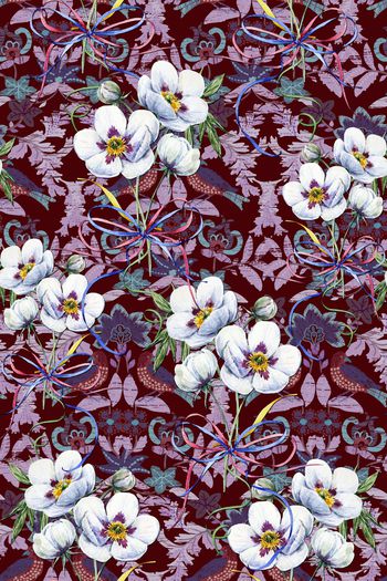 946721-浮起花卉墙纸底纹