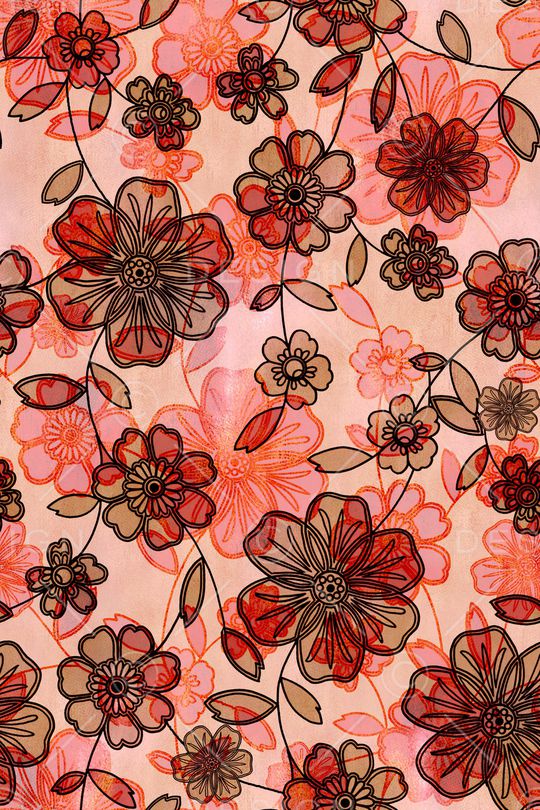 线条花卉印花华亿平台图片