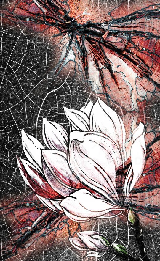 线条花卉印花华亿平台图片