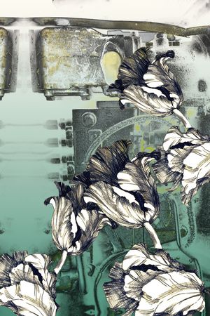 线条花卉印花华亿平台图片