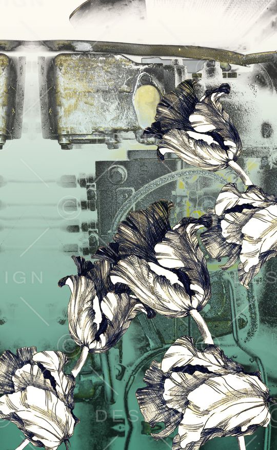 线条花卉印花华亿平台图片