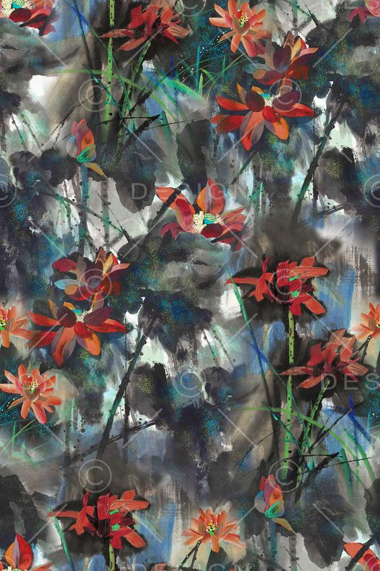 荷花印花华亿平台图片