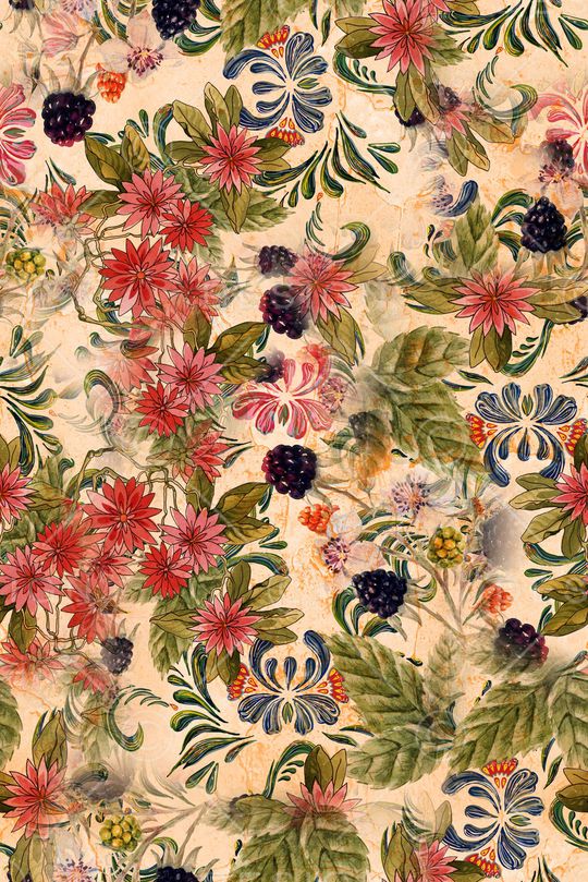 手绘花卉印花华亿平台图片