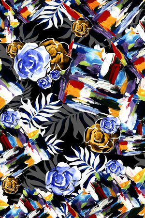 水彩花卉印花华亿平台图片