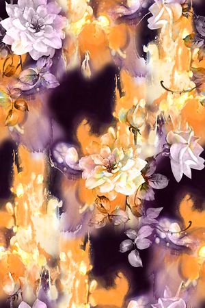 水彩花卉印花华亿平台图片