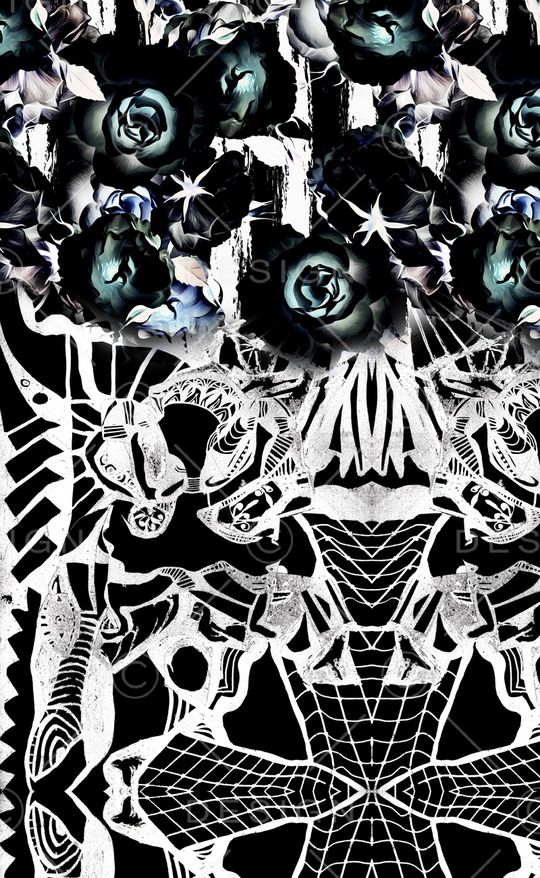 线条花卉印花华亿平台图片