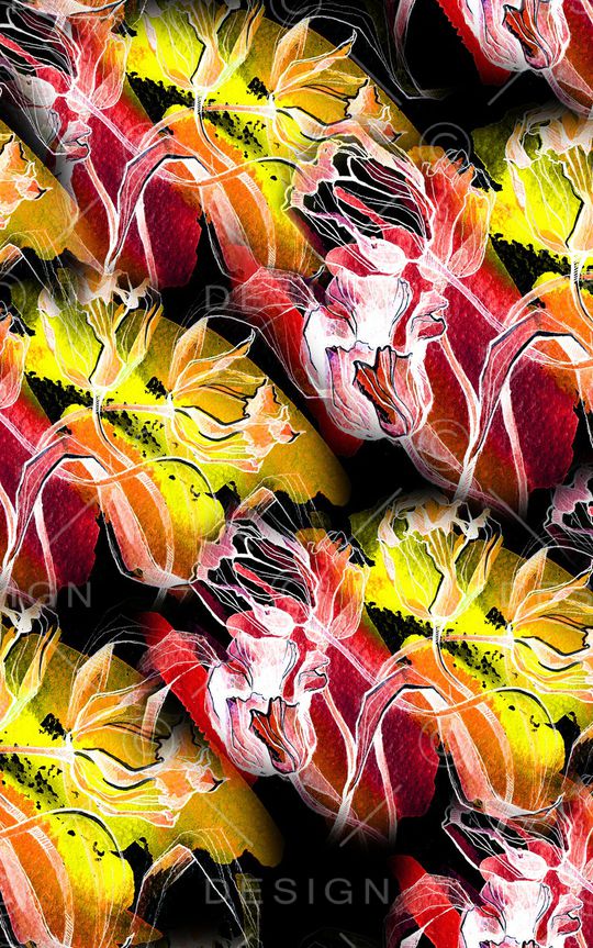 朦胧花卉印花华亿平台图片