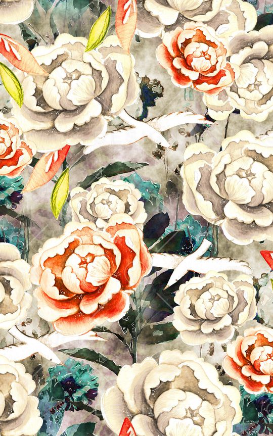 朦胧花卉印花华亿平台图片