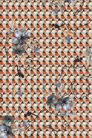 线条花卉印花华亿平台图片