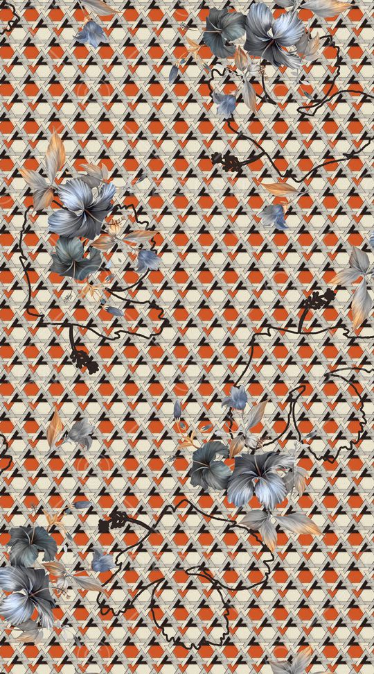 线条花卉印花华亿平台图片