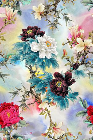 玉兰花印花华亿平台图片