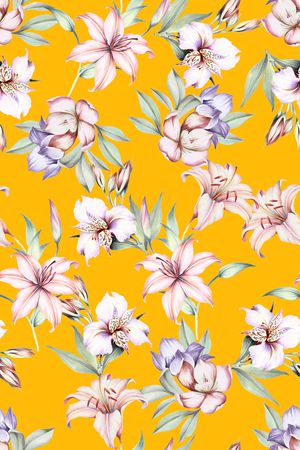 手绘花卉印花华亿平台图片