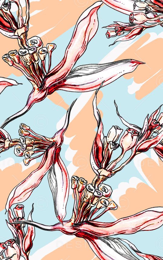 水彩花卉印花华亿平台图片