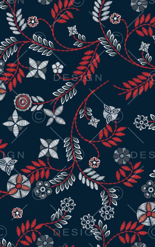 线条花卉印花华亿平台图片