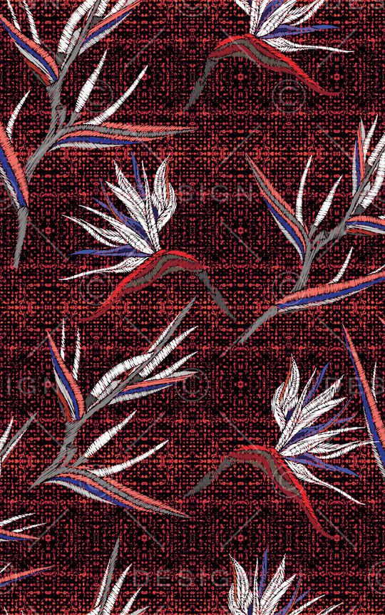 线条花卉印花华亿平台图片