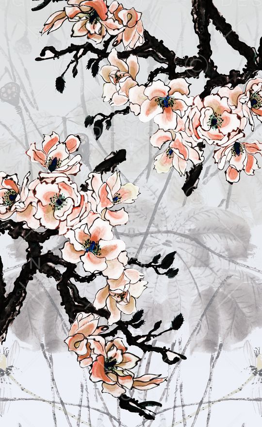 线条花卉印花华亿平台图片