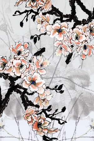 线条花卉印花华亿平台图片