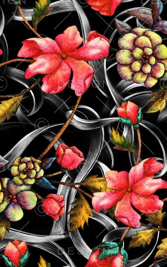 朦胧花卉印花华亿平台图片